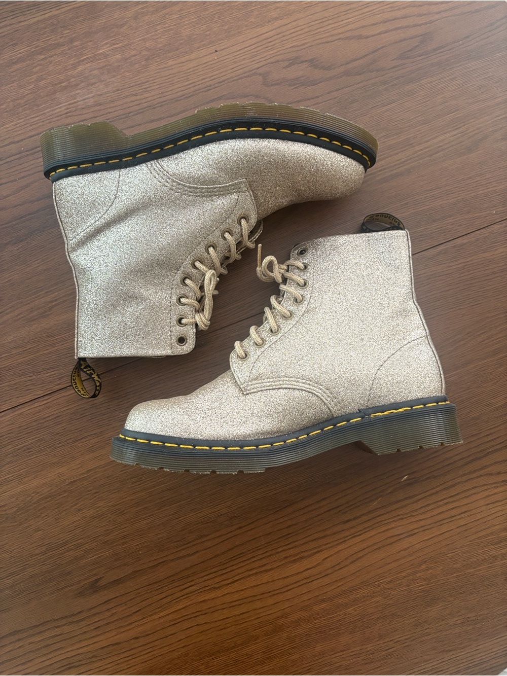 Dr. Martens Glitter Gold Combat Boots